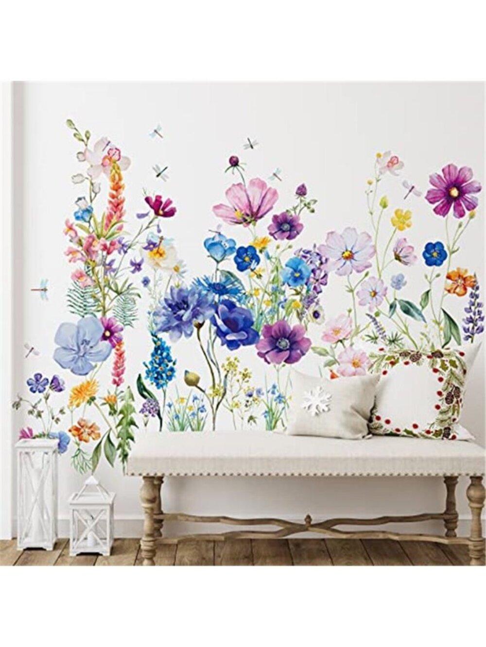 Flower Wall Decals Peel Stick Vinyl Butterfly Dragonfly Nursery Bedroom Decor